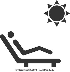 Icon of a resting person on a chaise longue. Vector image isolated on a white background. Flat icon in black style. Signs and symbols for websites, web design, and mobile apps.