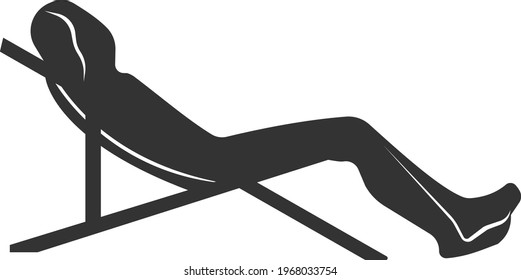 Icon of a resting person on a chaise longue. Vector image isolated on a white background. Flat icon in black style. Signs and symbols for websites, web design, and mobile apps.