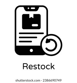An icon of restock in glyph design 