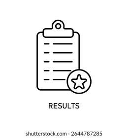 Ícone a resultados, isolado contra um fundo limpo.