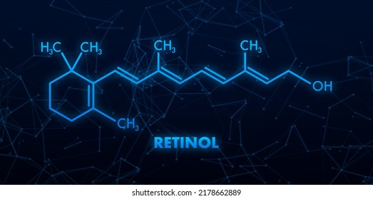 Icon with retinal formula. Retinal true vitamin A , formula C20H30O