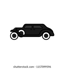 Icon retro car black on white background