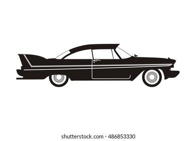 icon retro car black on the white background