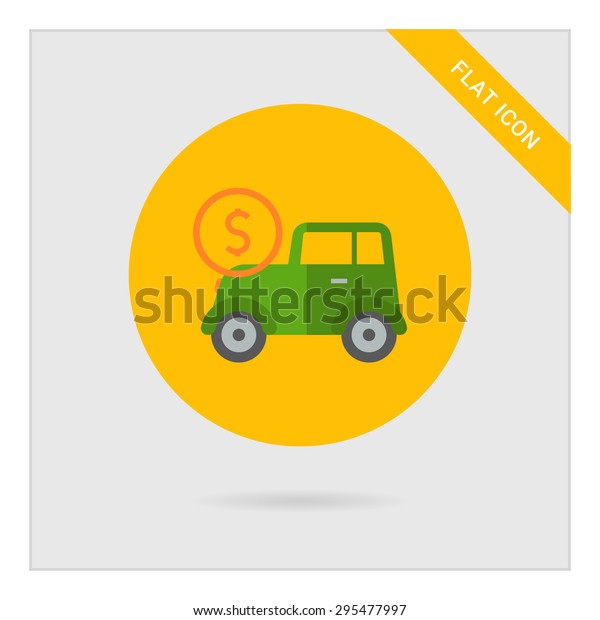 Icon of retro car with\
dollar sign