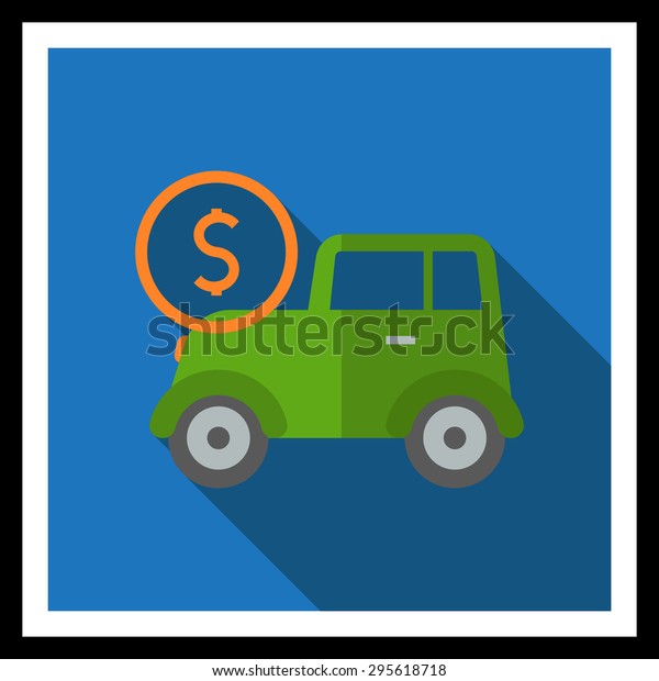 Icon of retro car with\
dollar sign
