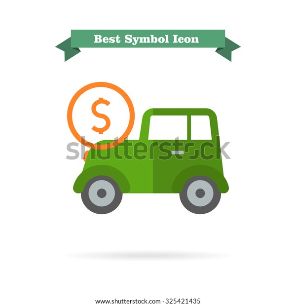 Icon of retro car with
dollar sign
