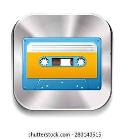 Icon of a retro cassette on white background