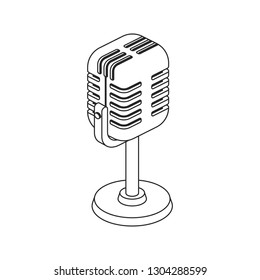 Icon retro microphone in line style