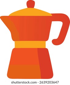 Icon Retro moka pot illustration in orange and yellow offering a vintage kitchenware design for coffee brewing and serving