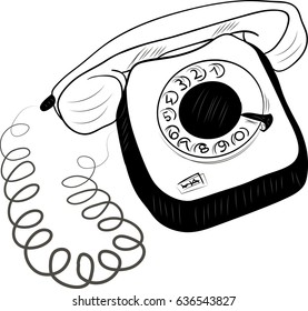 Icon. Retro phone. Handset. Sketch. Illustration