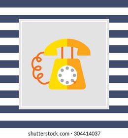 Icon of retro telephone with dialing disk