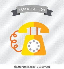 Icon of retro telephone with dialing disk