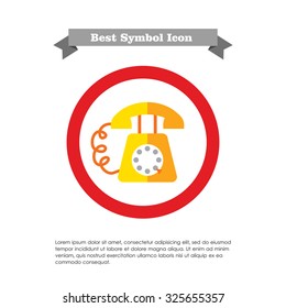 Icon of retro telephone with dialing disk