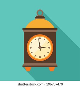 Icon retro watch in flat design style.