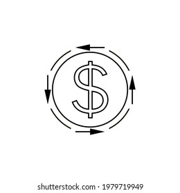 Сashback icon, return money, cash back rebate. Line and outline vector illustration, symbol on white background.