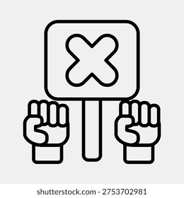 Icon revolt. Activism protest elements. Icon in line style.