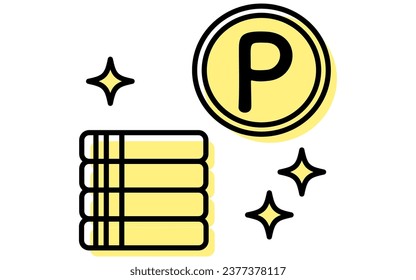 Icon of rewards points, simple line drawing illustration, Vector Illustration