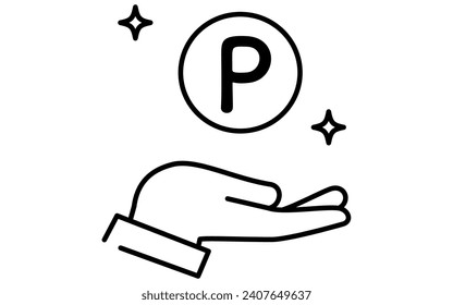 Icon of rewards points, simple line drawing illustration, Vector Illustration