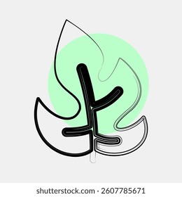 Icon rhaphidophora. Plant leaves elements. Icon in color spot style.