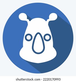 Icon Rhino. related to Animal Head symbol. long shadow style. simple design editable. simple illustration. cute. education