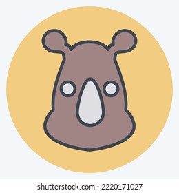 Icon Rhino. related to Animal Head symbol. color mate style. simple design editable. simple illustration. cute. education