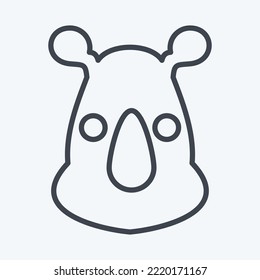 Icon Rhino. related to Animal Head symbol. line style. simple design editable. simple illustration. cute. education