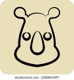 Icon Rhino. related to Animal Head symbol. hand drawn style. simple design editable. simple illustration. cute. education