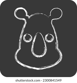 Icon Rhino. related to Animal Head symbol. chalk Style. simple design editable. simple illustration. cute. education