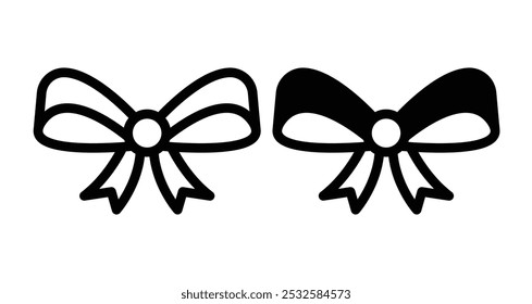 Icon of a ribbon bow, symbolizing decoration, gifts, or celebration.