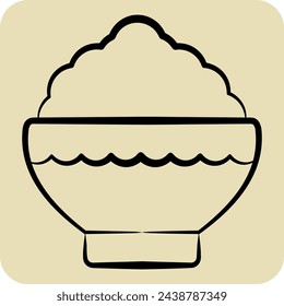 Icon Rice Bowl. related to Japan symbol. hand drawn style. simple design illustration.