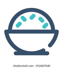 icon rice bowl using filled line style and blue color