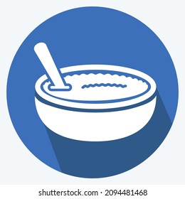 Icon Rice Pudding - Long Shadow Style - Simple illustration,Editable stroke,Design template vector, Good for prints, posters, advertisements, announcements, info graphics, etc.