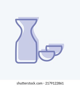 Icon Rice Wine Sake. suitable for Drink symbol. two tone style. simple design editable. design template vector. simple symbol illustration