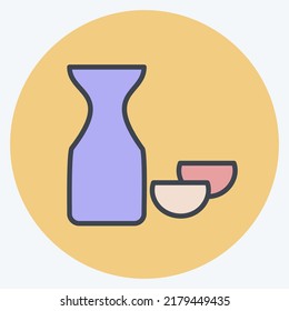Icon Rice Wine Sake. suitable for Drink symbol. color mate style. simple design editable. design template vector. simple symbol illustration