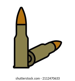 Icon Of Rifle Ammo. Editable Bold Outline With Color Fill Design. Vector Illustration.