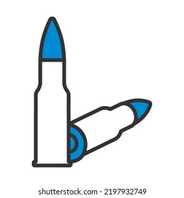 Symbol von Rifle Ammo. Bearbeitbare, fette Rahmenlinie mit Farbfülldesign. Vektorgrafik.