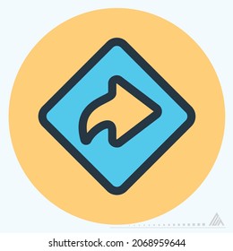 Icon Right Turn - Color Mate Style - Simple illustration, Editable stroke, Design template vector, Good for prints, posters, advertisements, announcements, info graphics, etc.