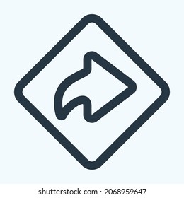 Icon Right Turn - Line Style - Simple illustration, Editable stroke, Design template vector, Good for prints, posters, advertisements, announcements, info graphics, etc.
