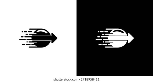 Icono de una flecha que apunta hacia la derecha con líneas de velocidad, que representa la rapidez, el progreso, la entrega rápida, el movimiento o la eficiencia.