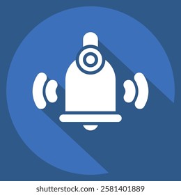 Icon Ring Bell. related to Kindergarten symbol. long shadow style. design editable