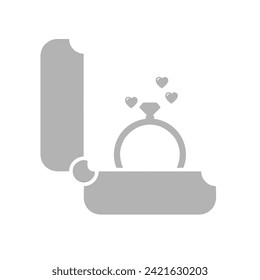 icon of a ring in a case on a white background, vector illustration