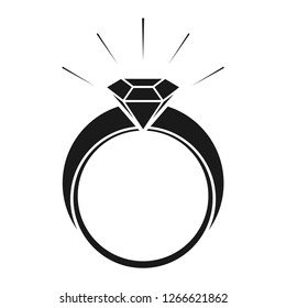Icon of ring with diamond or other gem. Engagement or marriage ring, expensive jewelry -  vector Illustration