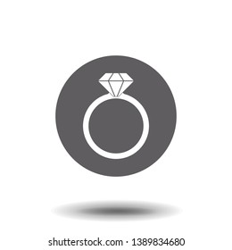 Icon of ring with diamond or other gem. Engagement or marriage ring, expensive jewelry. Vector Illustration