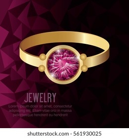 icon ring gold gem isolated