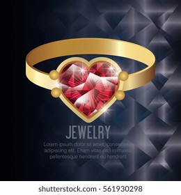 icon ring gold gem isolated