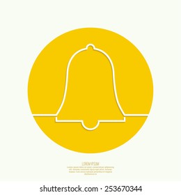 Icon Ringing bell on a yellow background. 