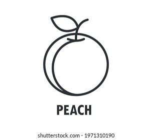 Icon of ripe peach. Fruit, ingredient, nutrition. Agriculture concept. Can be used for topics like food, diet, healthy eating.