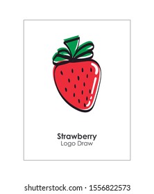 Icon of a ripe strawberry. Linear and hand-drawn image of a pretty fruit. Editable vector.