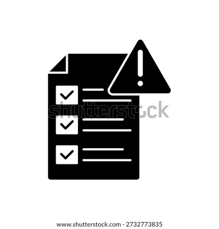 Icon a risk assessment checklist with warning sign, isolated against a clean background.