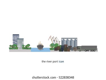 The icon of river port infrastructure. Borders for cargo processes illustration.